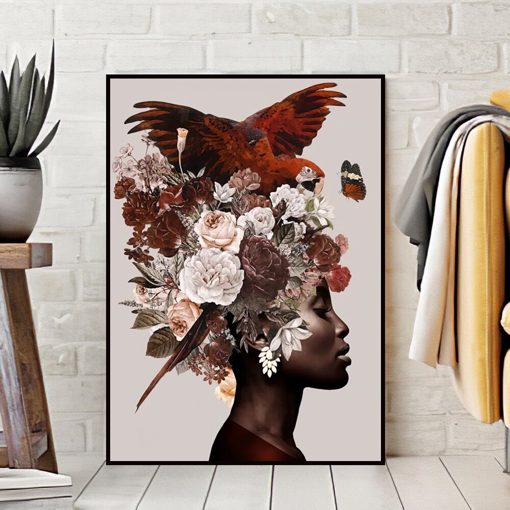 MuchoWow - Poster encadré Femme - Fleurs - Couleurs Tableau deco avec cadre  40x60 cm affiche decoration murale - Affiches, posters - Rue du Commerce