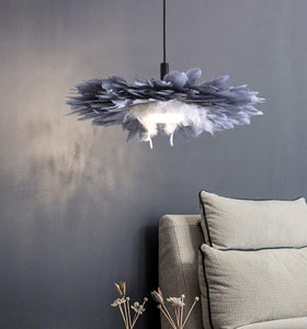 Lampe suspendue en plumes naturelles